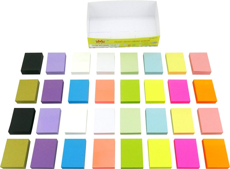 4A Sticky Notes,1 1/2 x 2 Inches,Small Size,The Adhesive On Shorter Side,Neon Assorted,16 Colors,Self-Stick Notes,100 Sheets/Pad,32 Pads/Box,4A 30132 - Image 3